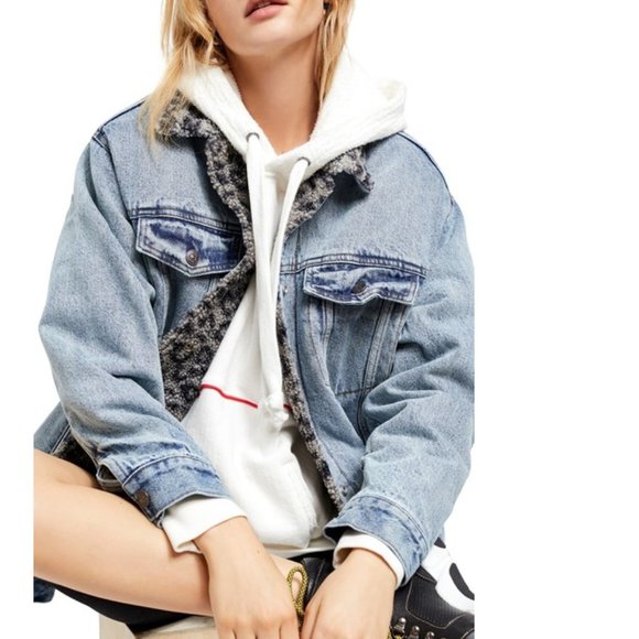 Free People Wild Ones Sherpa Trucker Jacket. S,M